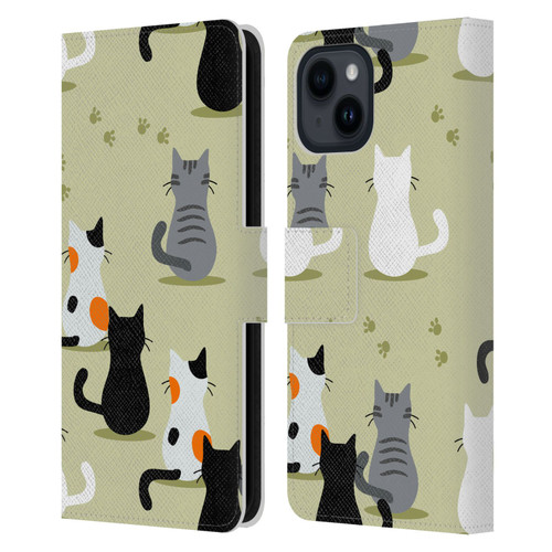 Haroulita Cats And Dogs Cats Leather Book Wallet Case Cover For Apple iPhone 15