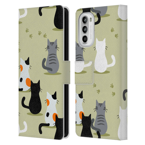 Haroulita Cats And Dogs Cats Leather Book Wallet Case Cover For Motorola Moto G52