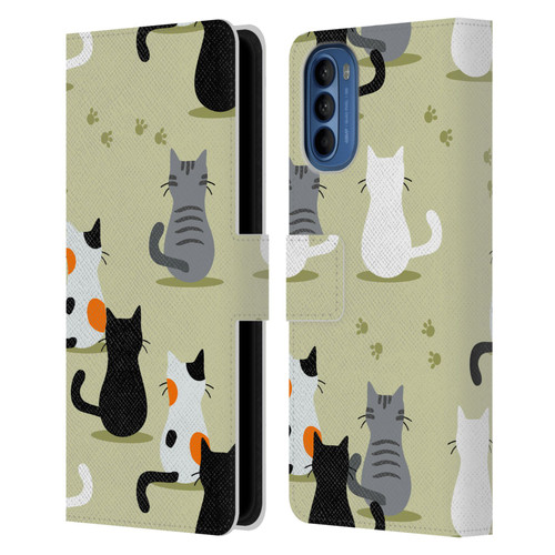 Haroulita Cats And Dogs Cats Leather Book Wallet Case Cover For Motorola Moto G41