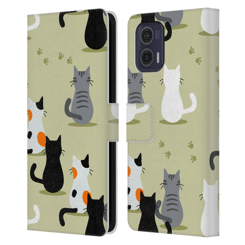 Haroulita Cats And Dogs Cats Leather Book Wallet Case Cover For Motorola Moto G73 5G