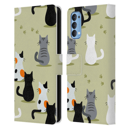 Haroulita Cats And Dogs Cats Leather Book Wallet Case Cover For OPPO Reno 4 5G