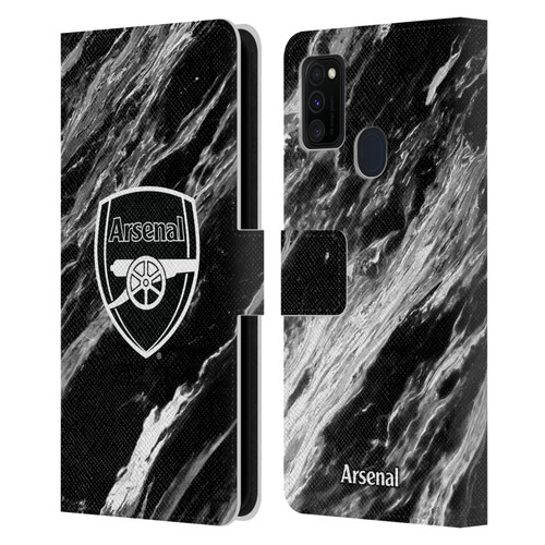 Arsenal FC Crest Patterns Marble Leather Book Wallet Case Cover For Samsung Galaxy M30s (2019)/M21 (2020)