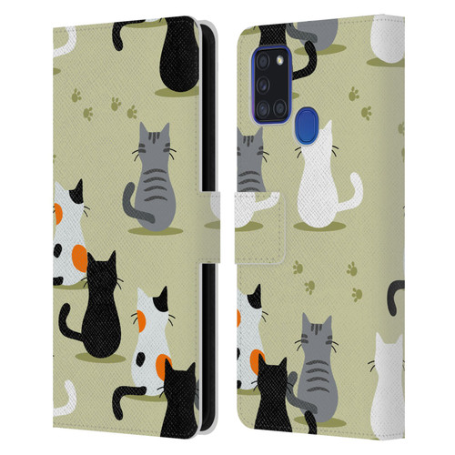 Haroulita Cats And Dogs Cats Leather Book Wallet Case Cover For Samsung Galaxy A21s (2020)