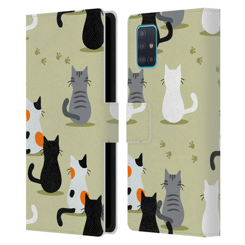 Haroulita Cats And Dogs Cats Leather Book Wallet Case Cover For Samsung Galaxy A51 (2019)