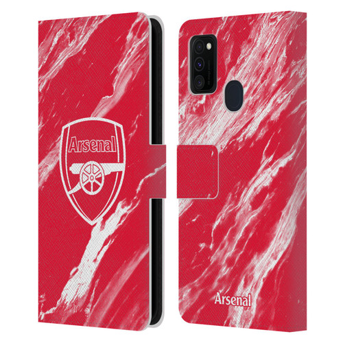 Arsenal FC Crest Patterns Red Marble Leather Book Wallet Case Cover For Samsung Galaxy M30s (2019)/M21 (2020)