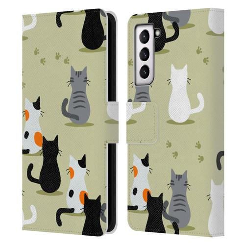 Haroulita Cats And Dogs Cats Leather Book Wallet Case Cover For Samsung Galaxy S21 5G