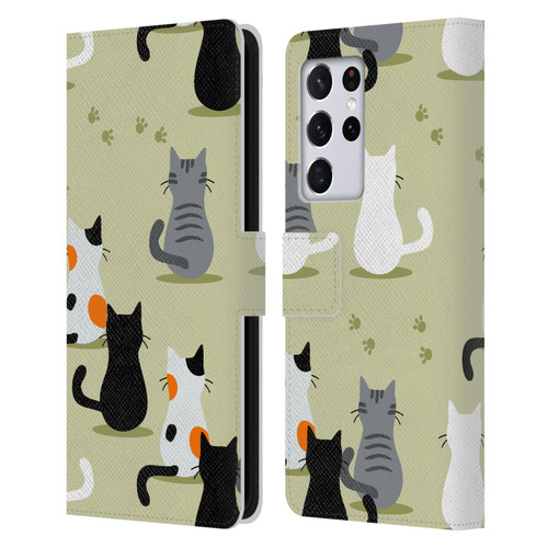 Haroulita Cats And Dogs Cats Leather Book Wallet Case Cover For Samsung Galaxy S21 Ultra 5G