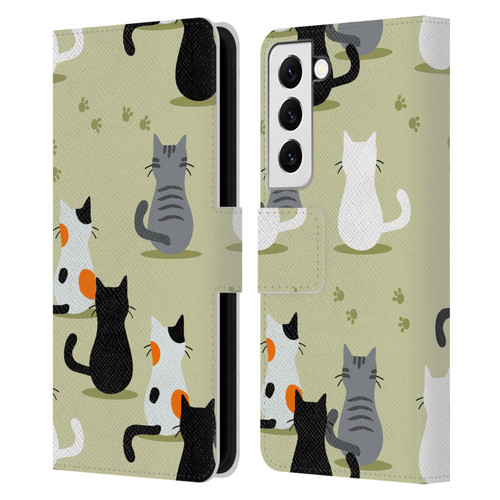 Haroulita Cats And Dogs Cats Leather Book Wallet Case Cover For Samsung Galaxy S22 5G