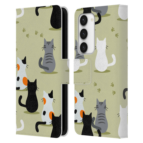 Haroulita Cats And Dogs Cats Leather Book Wallet Case Cover For Samsung Galaxy S23 5G
