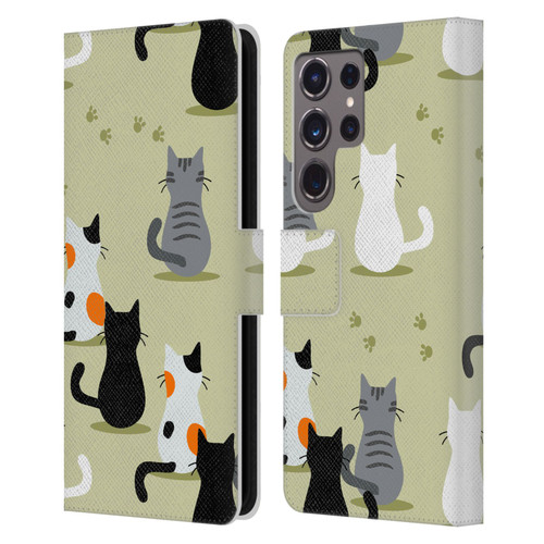 Haroulita Cats And Dogs Cats Leather Book Wallet Case Cover For Samsung Galaxy S24 Ultra 5G