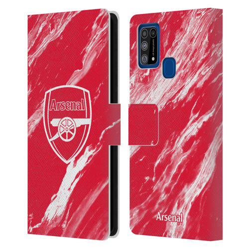 Arsenal FC Crest Patterns Red Marble Leather Book Wallet Case Cover For Samsung Galaxy M31 (2020)