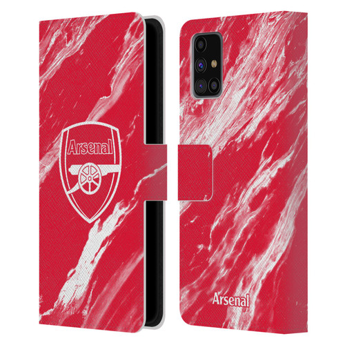 Arsenal FC Crest Patterns Red Marble Leather Book Wallet Case Cover For Samsung Galaxy M31s (2020)