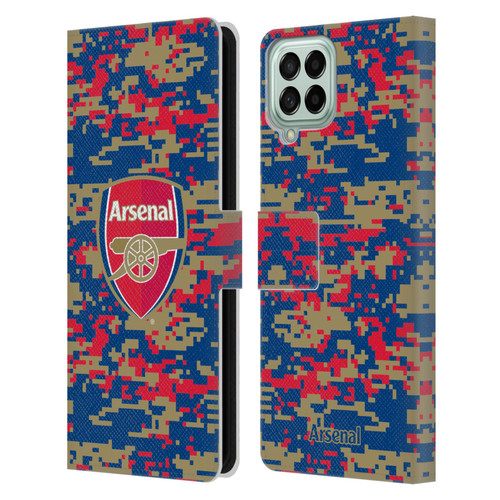 Arsenal FC Crest Patterns Digital Camouflage Leather Book Wallet Case Cover For Samsung Galaxy M53 (2022)