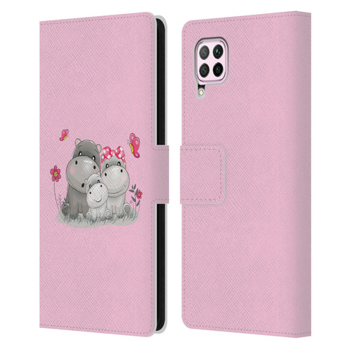 Haroulita Forest Hippo Family Leather Book Wallet Case Cover For Huawei Nova 6 SE / P40 Lite