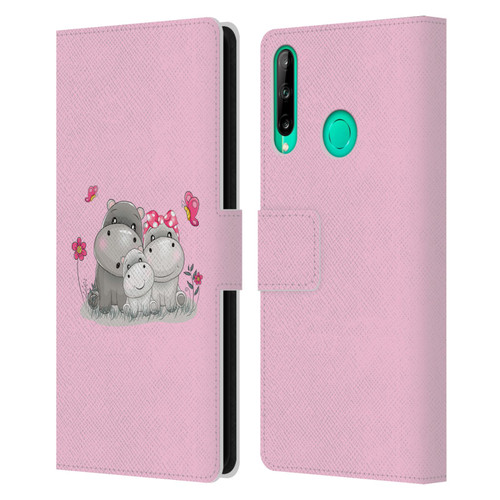 Haroulita Forest Hippo Family Leather Book Wallet Case Cover For Huawei P40 lite E