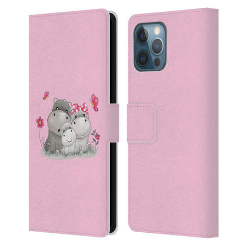 Haroulita Forest Hippo Family Leather Book Wallet Case Cover For Apple iPhone 12 Pro Max