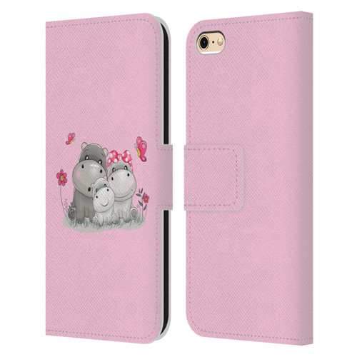 Haroulita Forest Hippo Family Leather Book Wallet Case Cover For Apple iPhone 6 / iPhone 6s
