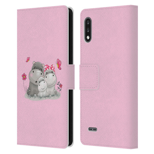 Haroulita Forest Hippo Family Leather Book Wallet Case Cover For LG K22