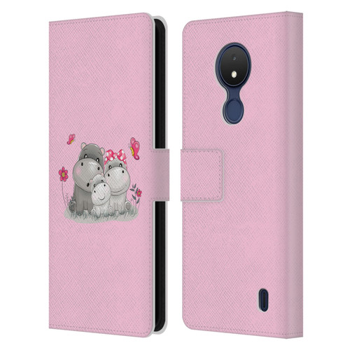 Haroulita Forest Hippo Family Leather Book Wallet Case Cover For Nokia C21