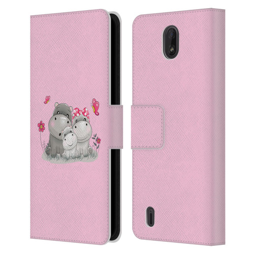 Haroulita Forest Hippo Family Leather Book Wallet Case Cover For Nokia C01 Plus/C1 2nd Edition