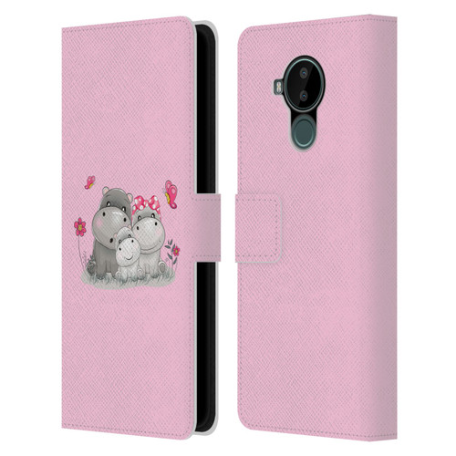 Haroulita Forest Hippo Family Leather Book Wallet Case Cover For Nokia C30