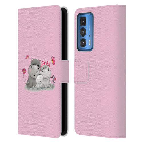 Haroulita Forest Hippo Family Leather Book Wallet Case Cover For Motorola Edge 20 Pro