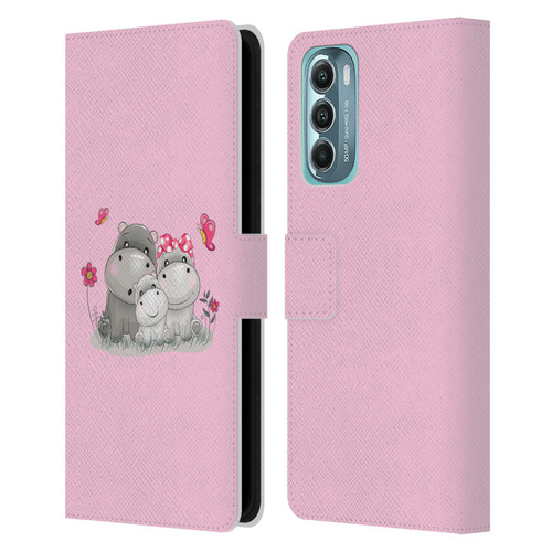 Haroulita Forest Hippo Family Leather Book Wallet Case Cover For Motorola Moto G Stylus 5G (2022)