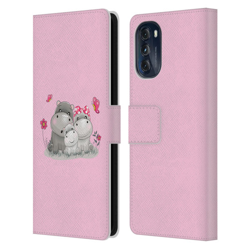 Haroulita Forest Hippo Family Leather Book Wallet Case Cover For Motorola Moto G (2022)