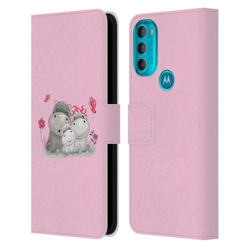 Haroulita Forest Hippo Family Leather Book Wallet Case Cover For Motorola Moto G71 5G