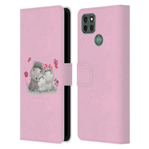 Haroulita Forest Hippo Family Leather Book Wallet Case Cover For Motorola Moto G9 Power