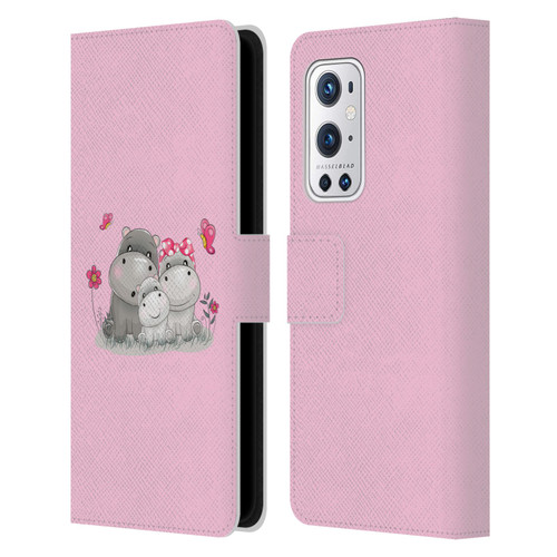 Haroulita Forest Hippo Family Leather Book Wallet Case Cover For OnePlus 9 Pro