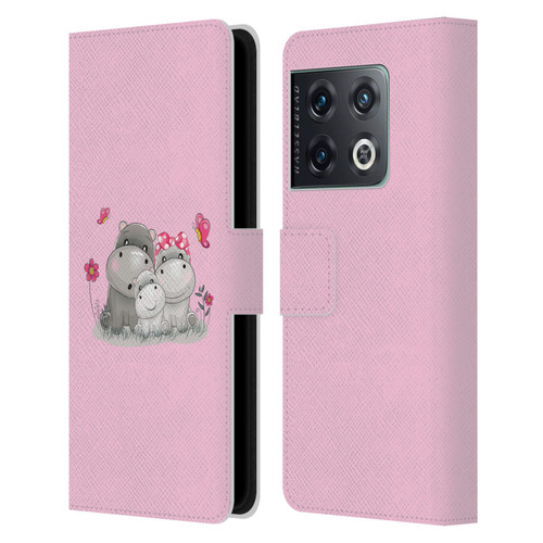 Haroulita Forest Hippo Family Leather Book Wallet Case Cover For OnePlus 10 Pro