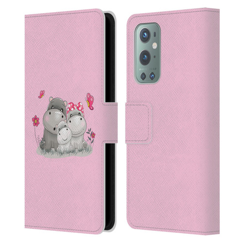 Haroulita Forest Hippo Family Leather Book Wallet Case Cover For OnePlus 9
