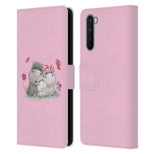 Haroulita Forest Hippo Family Leather Book Wallet Case Cover For OnePlus Nord 5G