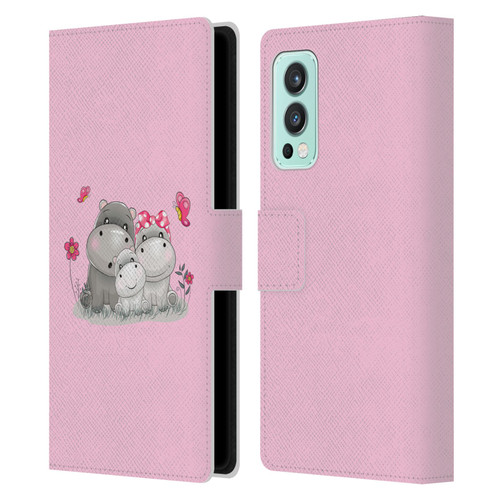 Haroulita Forest Hippo Family Leather Book Wallet Case Cover For OnePlus Nord 2 5G