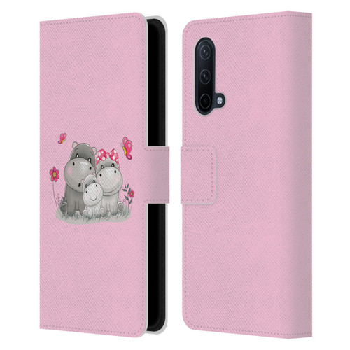 Haroulita Forest Hippo Family Leather Book Wallet Case Cover For OnePlus Nord CE 5G
