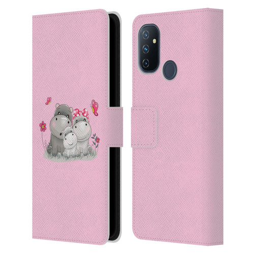 Haroulita Forest Hippo Family Leather Book Wallet Case Cover For OnePlus Nord N100