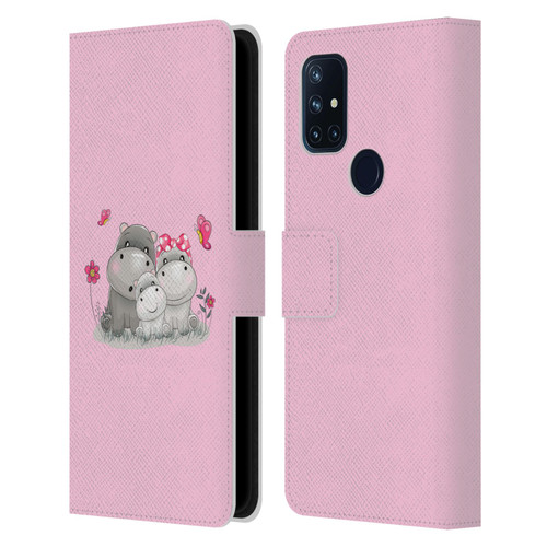 Haroulita Forest Hippo Family Leather Book Wallet Case Cover For OnePlus Nord N10 5G