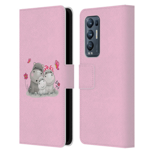 Haroulita Forest Hippo Family Leather Book Wallet Case Cover For OPPO Find X3 Neo / Reno5 Pro+ 5G