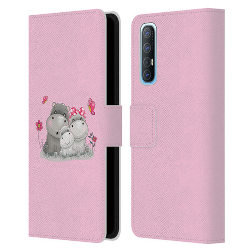 Haroulita Forest Hippo Family Leather Book Wallet Case Cover For OPPO Find X2 Neo 5G