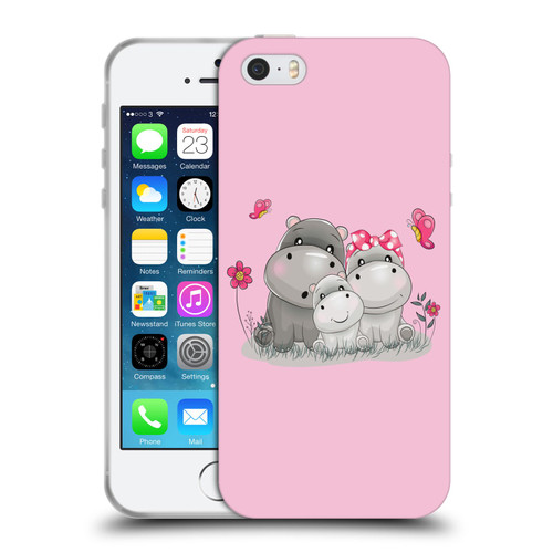 Haroulita Forest Hippo Family Soft Gel Case for Apple iPhone 5 / 5s / iPhone SE 2016