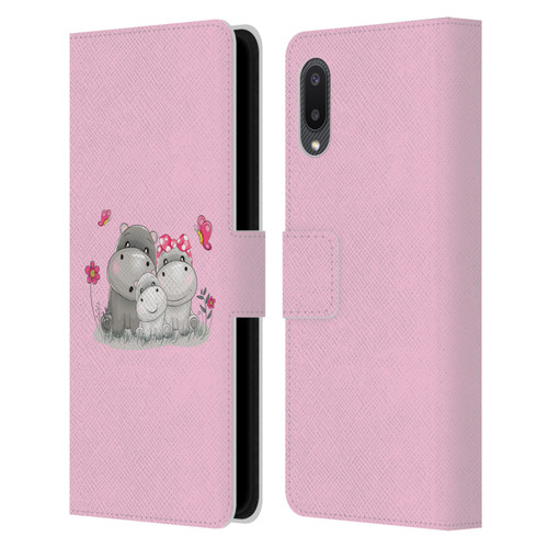 Haroulita Forest Hippo Family Leather Book Wallet Case Cover For Samsung Galaxy A02/M02 (2021)