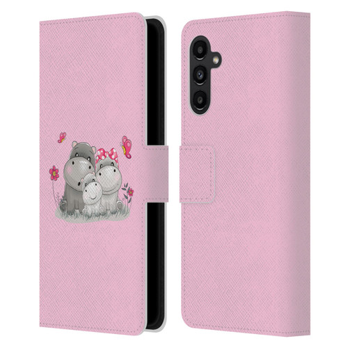 Haroulita Forest Hippo Family Leather Book Wallet Case Cover For Samsung Galaxy A13 5G (2021)