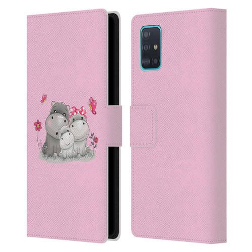Haroulita Forest Hippo Family Leather Book Wallet Case Cover For Samsung Galaxy A51 (2019)