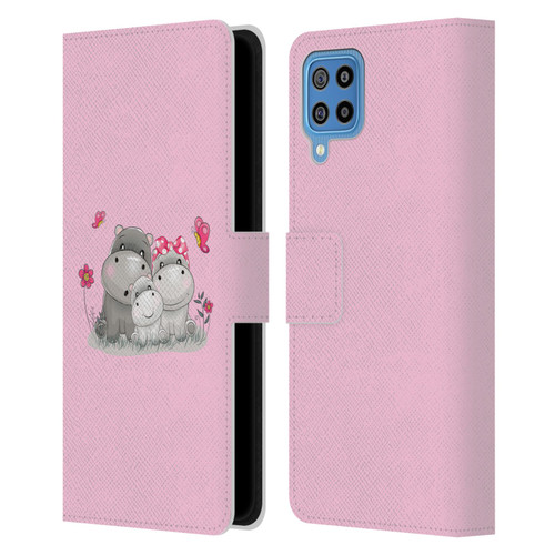 Haroulita Forest Hippo Family Leather Book Wallet Case Cover For Samsung Galaxy F22 (2021)