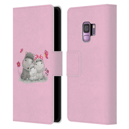 Haroulita Forest Hippo Family Leather Book Wallet Case Cover For Samsung Galaxy S9