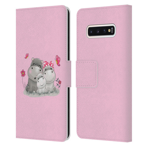 Haroulita Forest Hippo Family Leather Book Wallet Case Cover For Samsung Galaxy S10