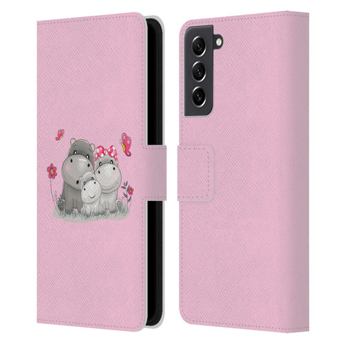 Haroulita Forest Hippo Family Leather Book Wallet Case Cover For Samsung Galaxy S21 FE 5G