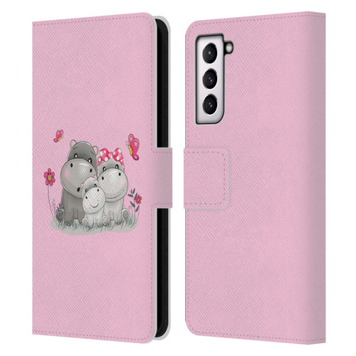 Haroulita Forest Hippo Family Leather Book Wallet Case Cover For Samsung Galaxy S21 5G