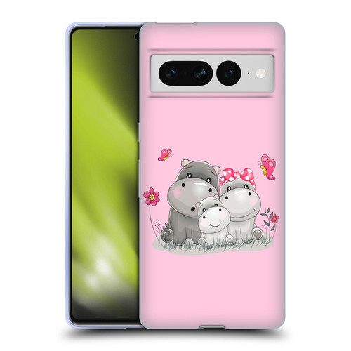 Haroulita Forest Hippo Family Soft Gel Case for Google Pixel 7 Pro
